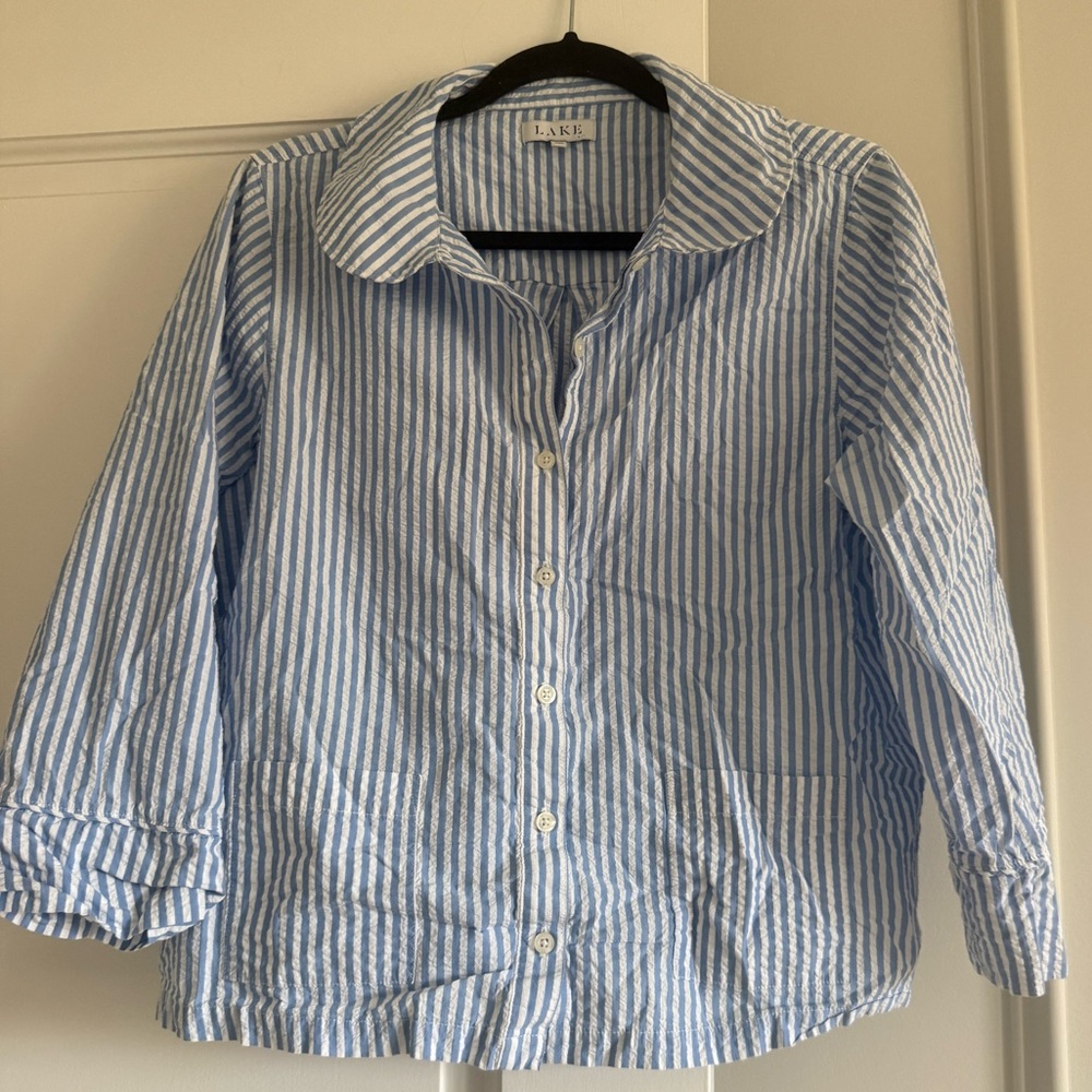 Lake button down shirt Georgie Pocket in Salt Spray Seersucker - Picture 4 of 4
